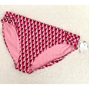 Time And Tru 3X Mid-Rise Bikini Bottoms Pink Geometric Print Recycled Fabric